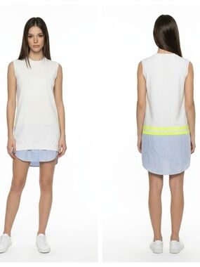 ALEXANDER WANG | Sleeveless White Sweater Blue Shirttail Dress Women’s Size M